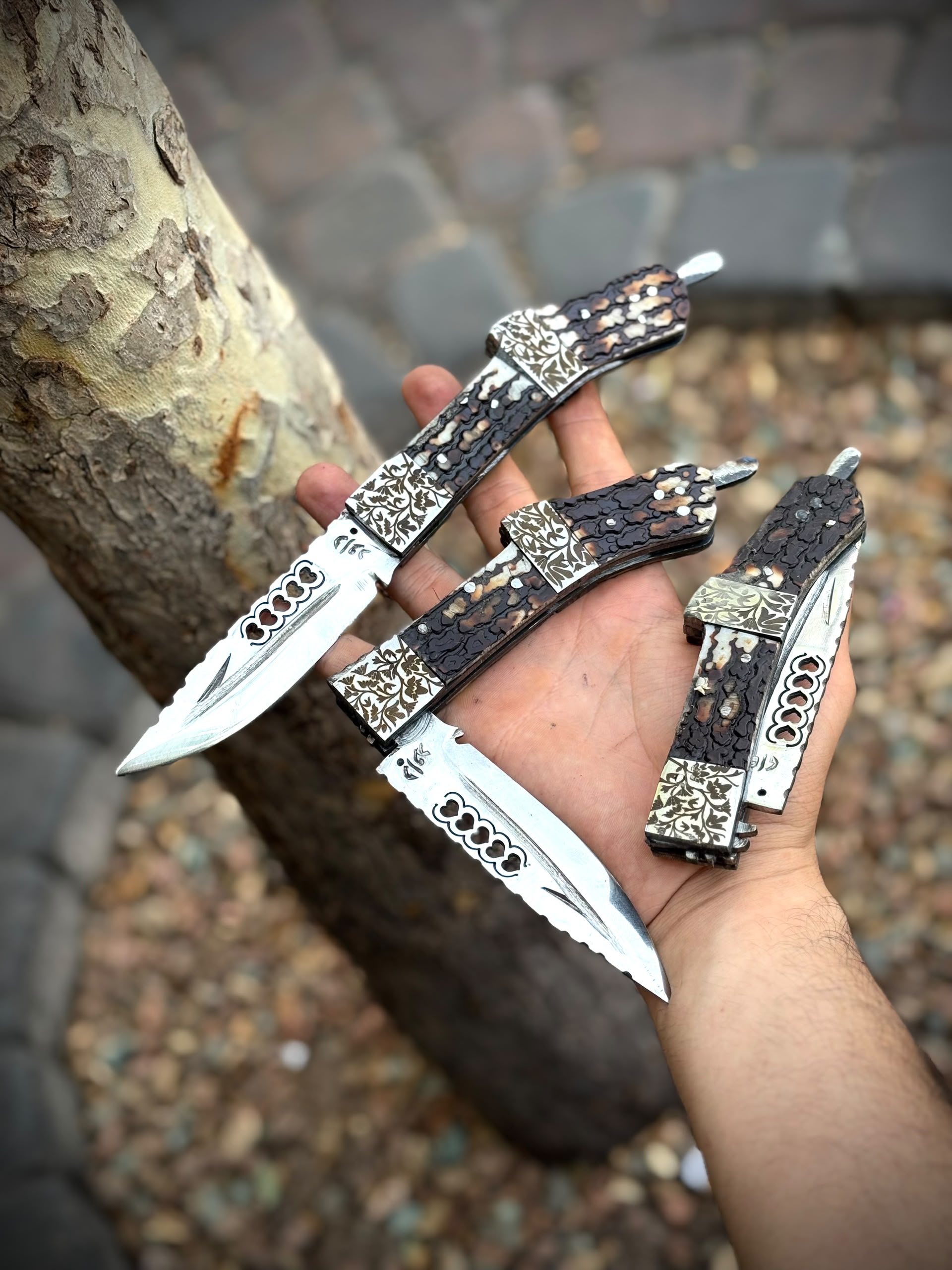 چاقو دنده ای افغان دسته شاخ